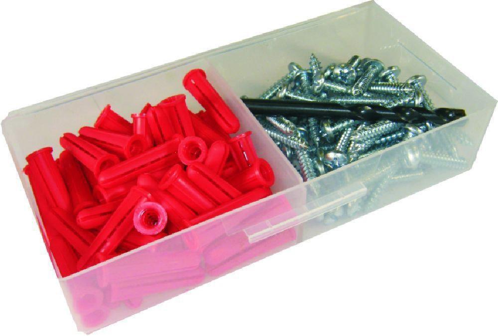 12 x 1-1/2 in. Sheet Metal Screw Anchor Kit - Red - With 5/16 in. Masonry Drill Bit