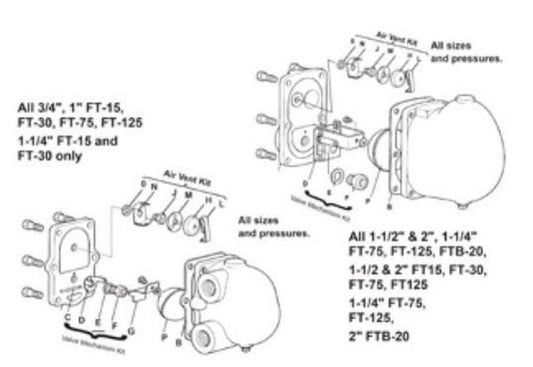 2" FT-15 Float & Thermostatic Steam Trap Gasket Kit, (Set of 3), B E
