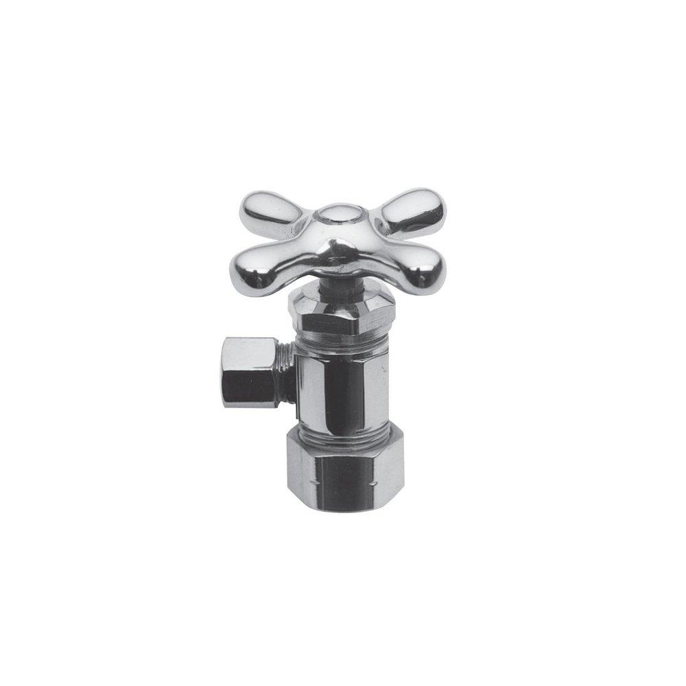 Brasstech Model 403X 1/2 x 3/8 in. Compression x OD Compression Cross Angle Supply Stop Valve in Polished Chrome