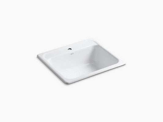 KOHLER Mayfield™ 25 in. Drop-in Cast Iron Single Bowl Kitchen Sink in White