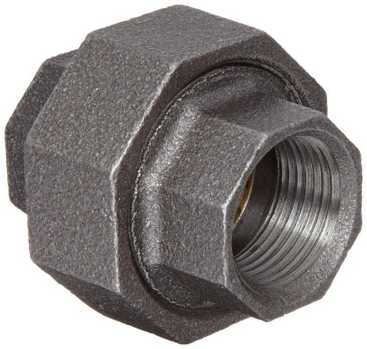 1/2 in. 150# Ground Joint Iron and Brass Black Malleable Union