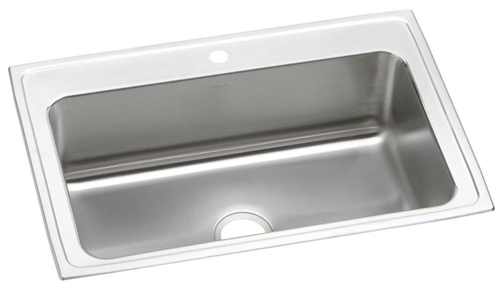 Elkay Lustertone® 33 in. Drop-in Stainless Steel Single Bowl Kitchen Sink in Lustrous Satin