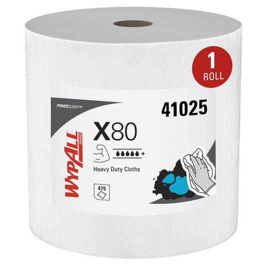 WypAll® X80 13-2/5 in. Jumbo Wipes Roll in White (475 per Roll)