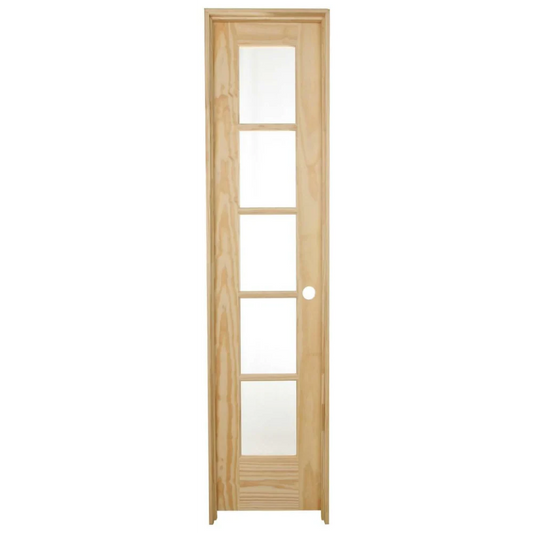 18 in. x 80 in. 5 Lite Pine Prehung Interior Door