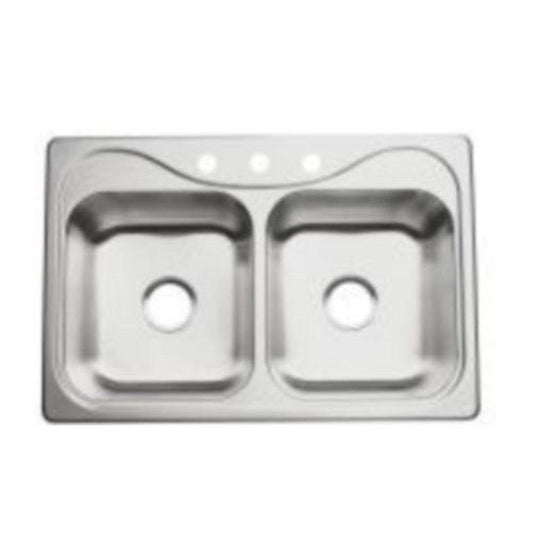 Sterling Southhaven® 33 in. Drop-in Stainless Steel Double Bowl Kitchen Sink in Satin Stainless Steel