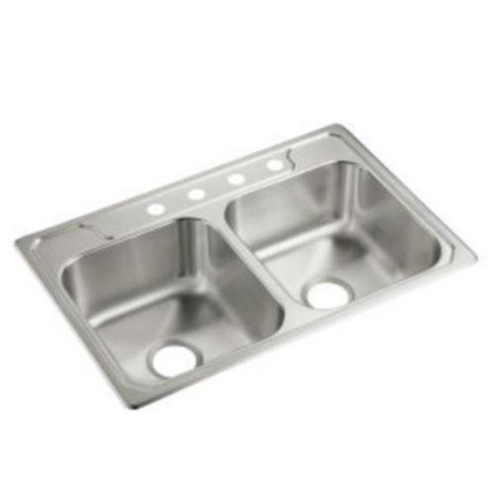 Sterling Middleton® 33 in. Drop-in Stainless Steel Double Bowl Kitchen Sink in Satin Stainless Steel