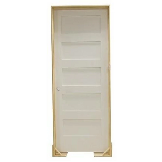 30 in x 80 in Shaker 5-Panel Solid Core Primed MDF Prehung Interior Door