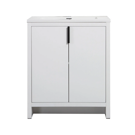 Evana 30" W Freestanding Vanity with Sink Top White | LessCare