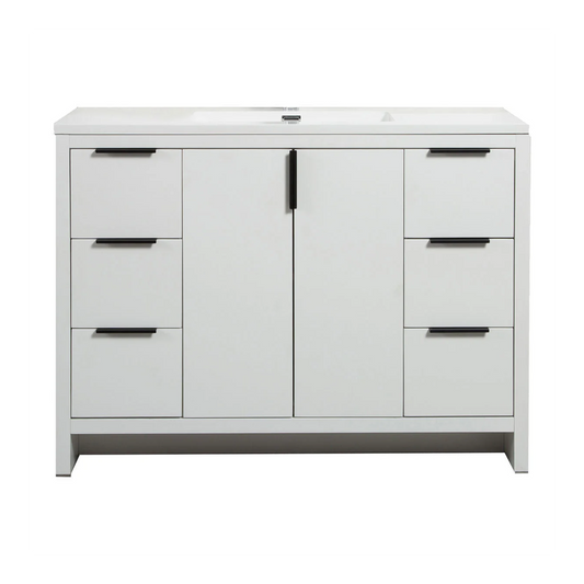 Evana 48" W Freestanding Vanity with Sink Top White | LessCare