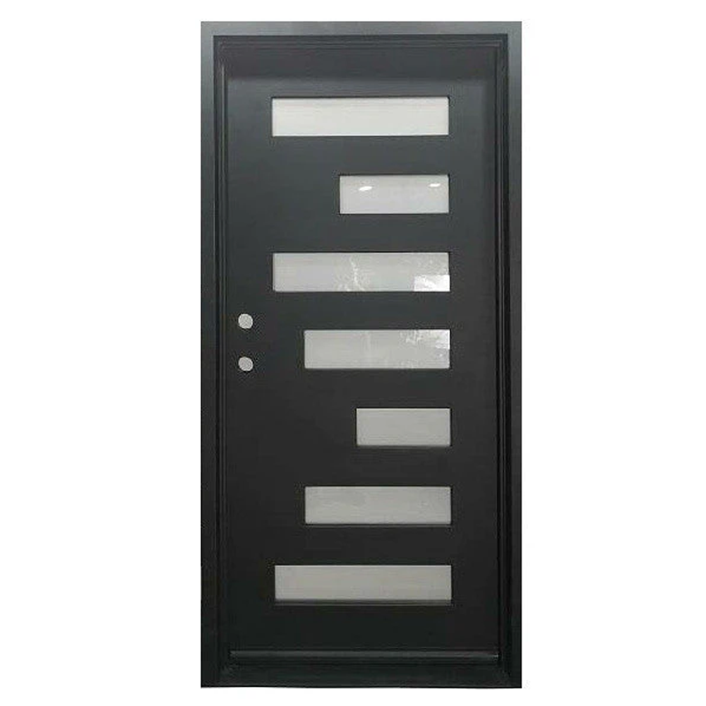 7 Lite 3/0x6/8 Wrought Iron Prehung Front Door