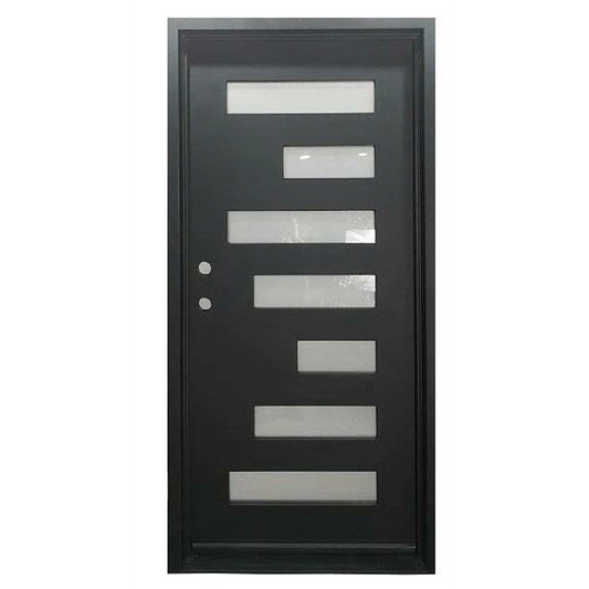 7 Lite 3/0x6/8 Wrought Iron Prehung Front Door