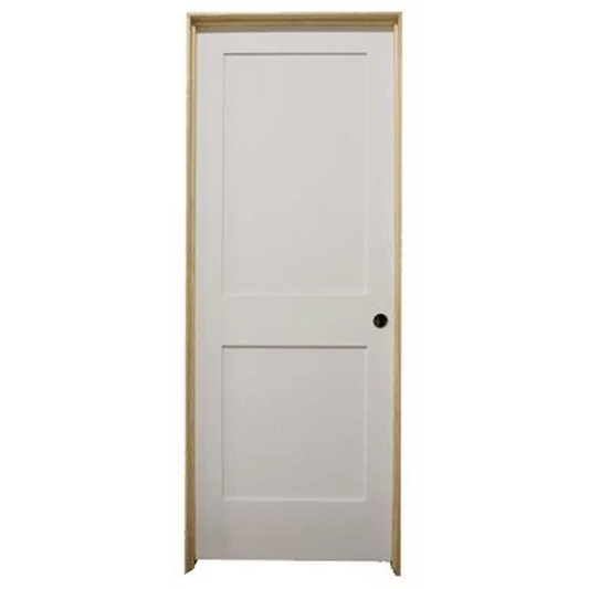 18 in x 80 in White 2-Panel Shaker Solid Core Primed MDF Prehung Interior Door