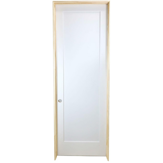 36 in x 96 in White 1-Panel Shaker Solid Core Primed MDF Prehung Interior Door