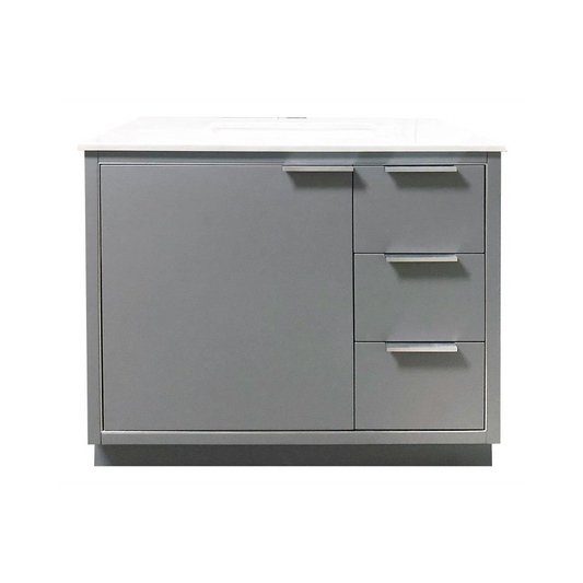 Amelie 36 in Single Sink Bathroom Vanity in Grey with Carrara White Countertop
