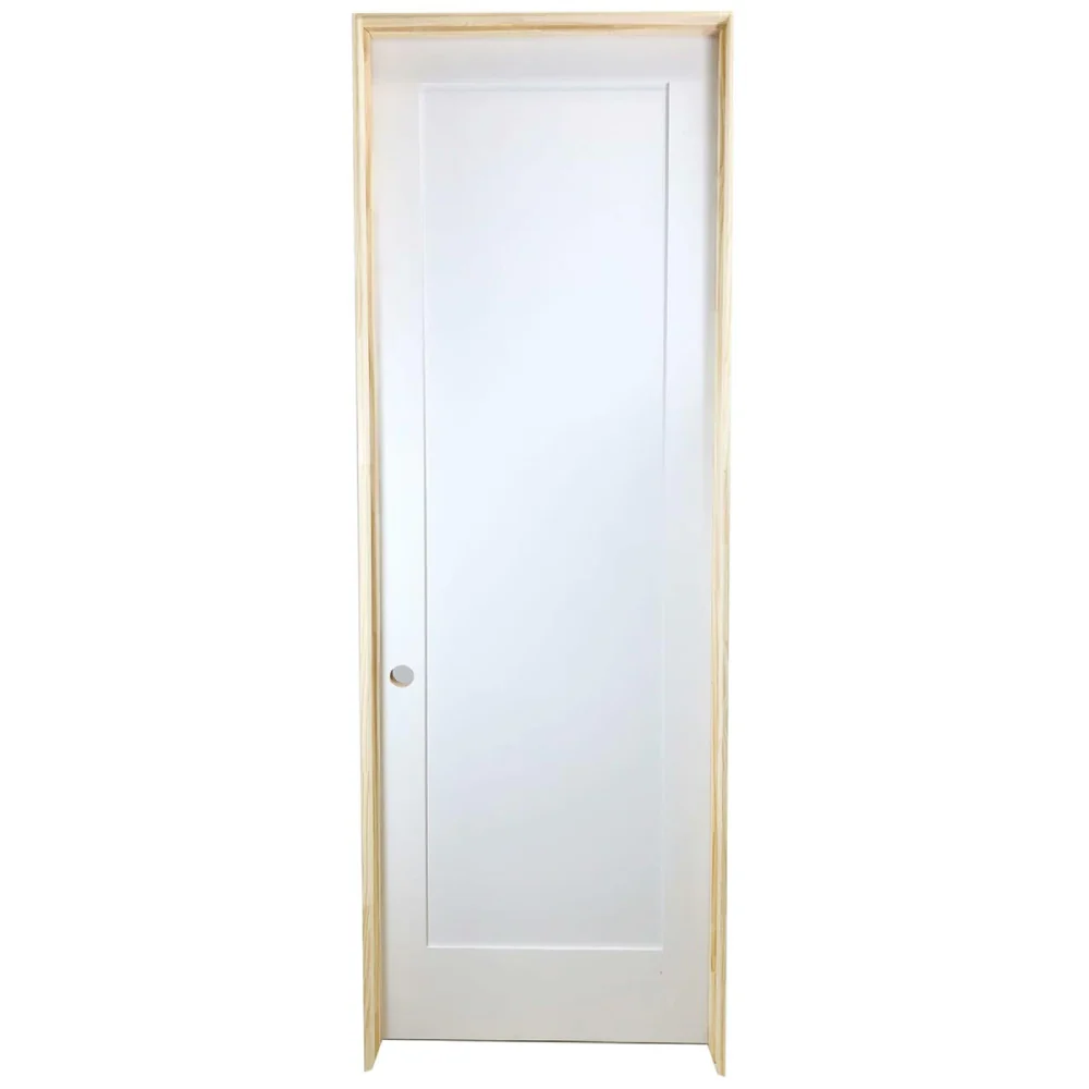 28 in x 80 in White 1-Panel Shaker Solid Core Primed MDF Prehung Interior Door