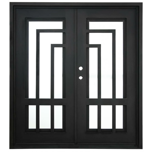 Oslo 6/0x6/8 Exterior Wrought Iron Prehung Double Door