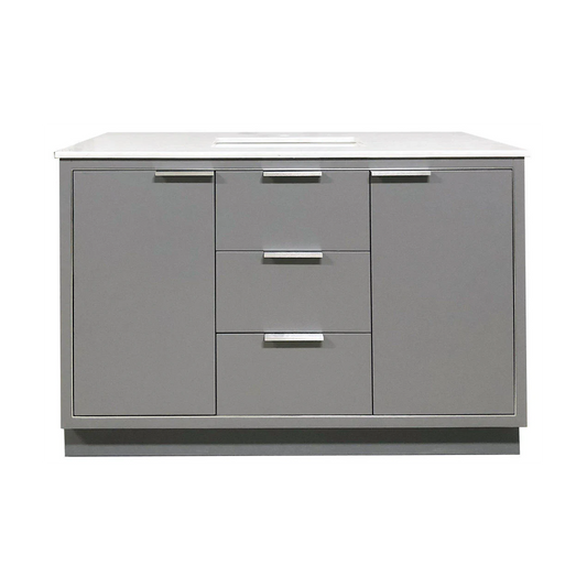 Amelie 48 in Single Sink Bathroom Vanity in Grey with Carrara White Marble Countertop