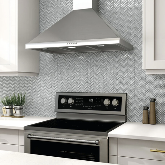 Mohawk Herringbone Glass Mosaic in Pewter 12x12