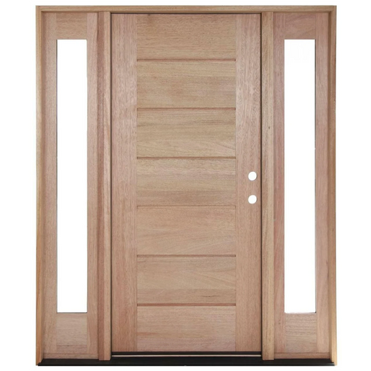 5/9x6/8 Exterior Mahogany Door | Horizontal Lines with Sidelights