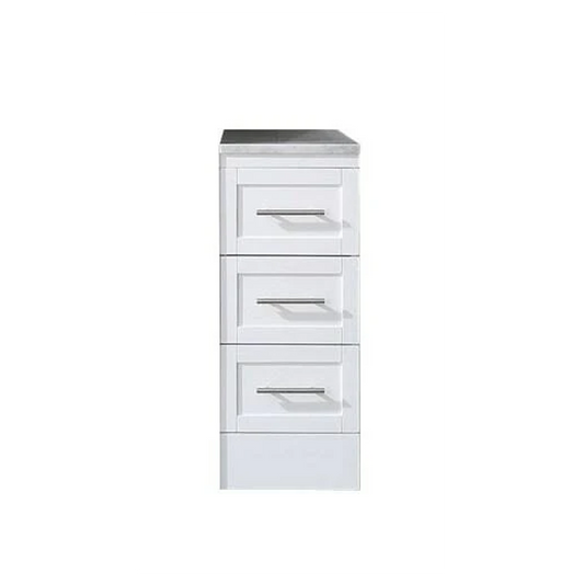 Venetian 12 in Bathroom Drawer Cabinet in White with Carrera White Marble Countertop
