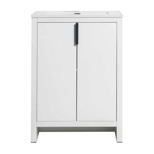 Evana 24" W Freestanding Vanity with Sink Top White | LessCare