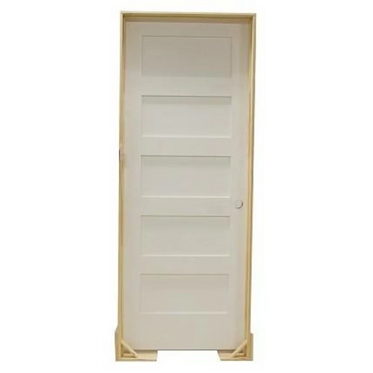 28 in x 80 in Shaker 5-Panel Solid Core Primed MDF Prehung Interior Door