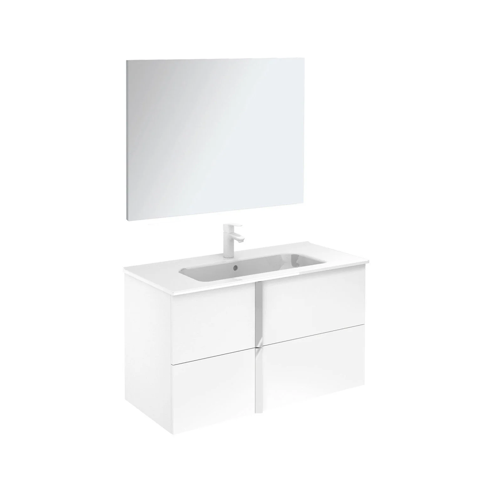 Onix+ by Royo Modern 40 in. Wall-Mount 2 Drawers White Vanity Cabinet with Mirror