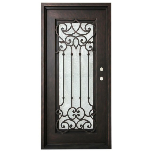 Carmen 3/0x6/8 Exterior Wrought Iron Prehung Door