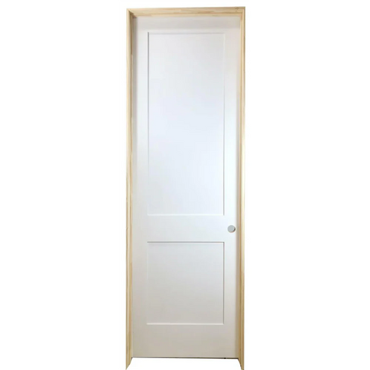 28 in x 96 in White 2-Panel Shaker Solid Core Primed MDF Prehung Interior Door