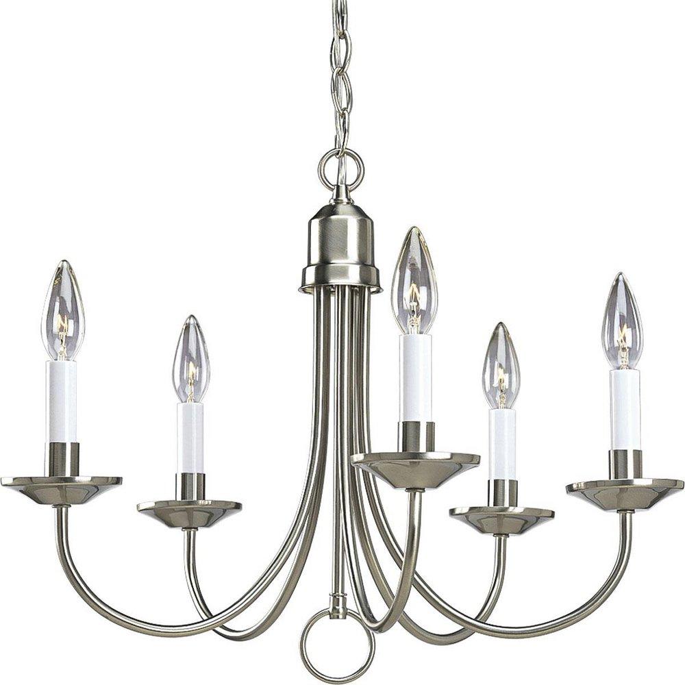 Progress Lighting Five Light 16 in. 60W 5-Light Candelabra E-12 Chandelier in Brushed Nickel
