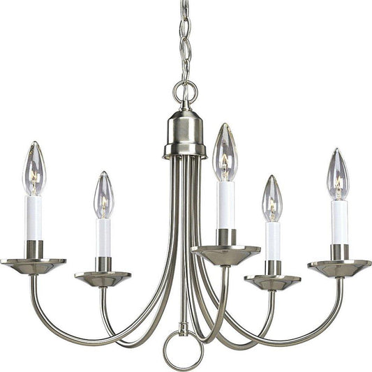 Progress Lighting Five Light 16 in. 60W 5-Light Candelabra E-12 Chandelier in Brushed Nickel