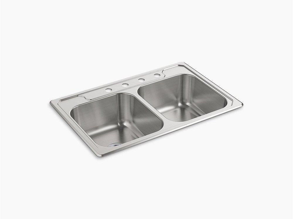 Sterling Middleton® 33 in. Drop-in Stainless Steel Double Bowl Kitchen Sink in Satin