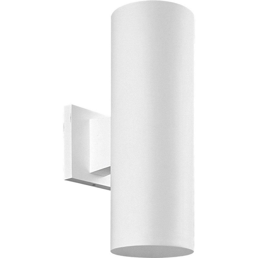 Progress Lighting Cylinder 14 x 7-1/4 in. 75W 2-Light Outdoor Wall Lantern in White