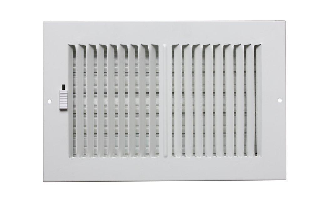 10 x 4 in. 2-Way Stamped Steel Ceiling & Sidewall Register in White