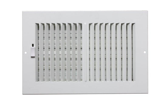 10 x 4 in. 2-Way Stamped Steel Ceiling & Sidewall Register in White