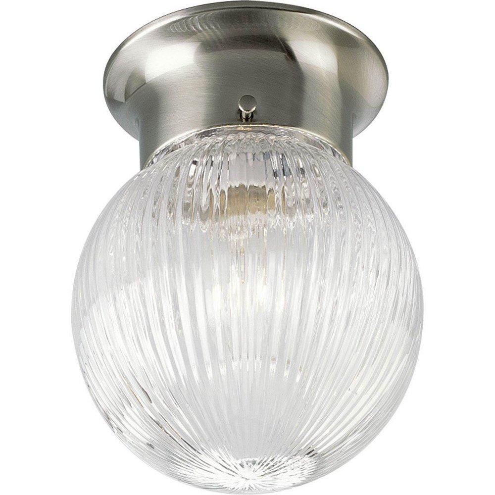 Progress Lighting Glass Globes 6 in. Globe Ceiling Fixture with Prismatic Glass in Brushed Nickel