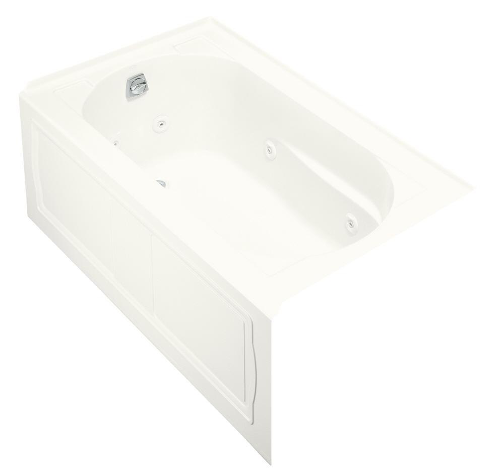 KOHLER Devonshire® 60 in. x 32 in. Whirlpool Alcove Bathtub with Left Drain in White