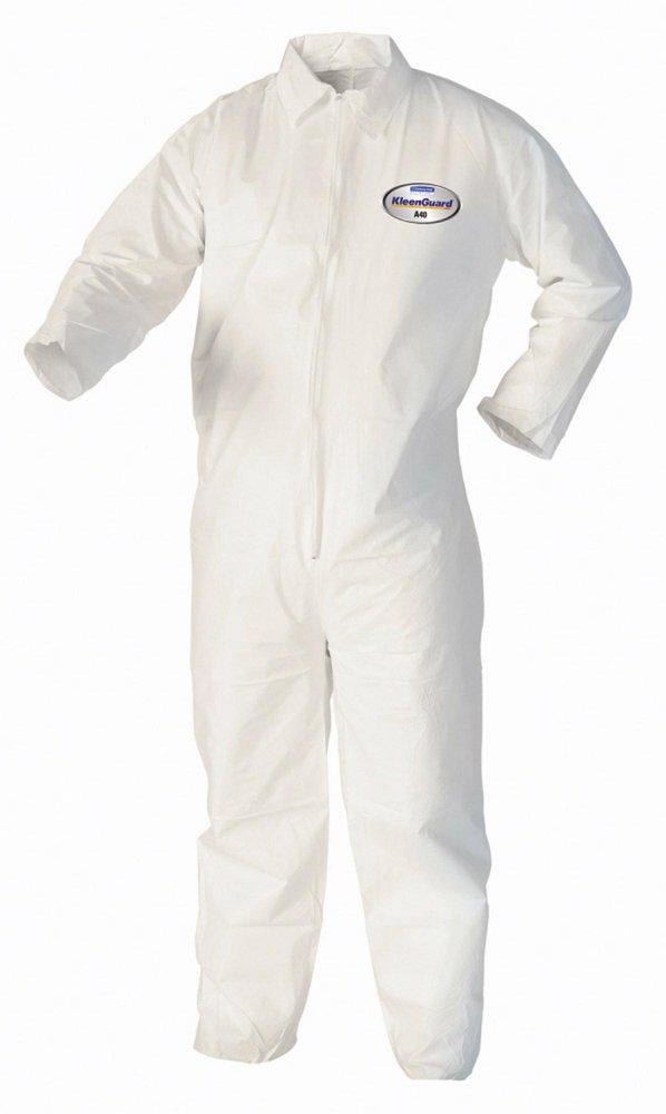 KleenGuard™ A40 Liquid & Particle Protection Coveralls, Zipper Front, White, XL (Case of 25)