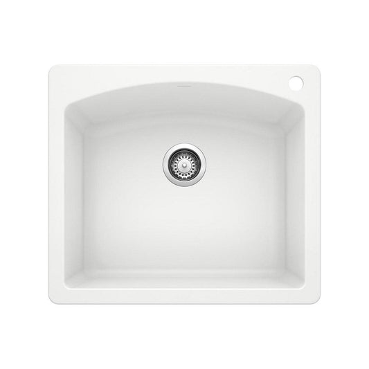 BLANCO Diamond 25 in. Dual Mount Silgranit Single Bowl Kitchen Sink in White
