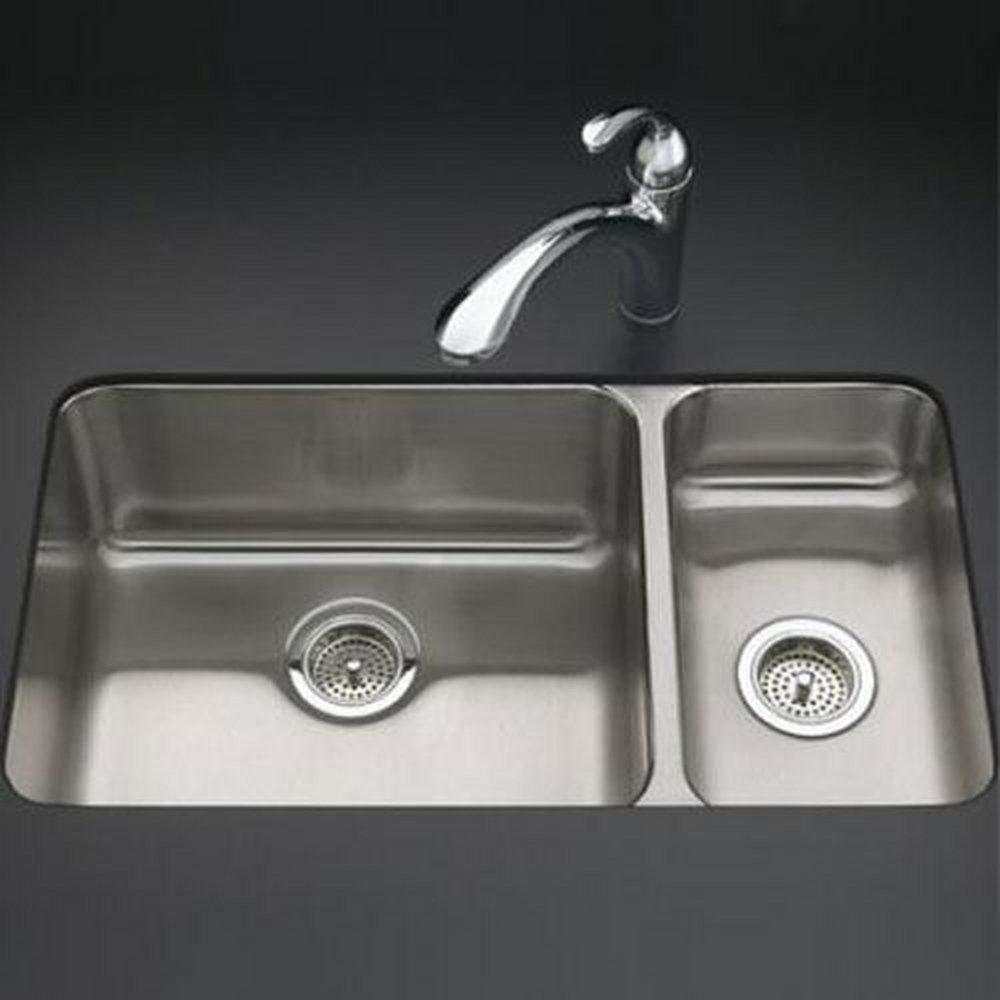 KOHLER Undertone® 31-1/2 in. Undermount Stainless Steel Double Bowl Kitchen Sink
