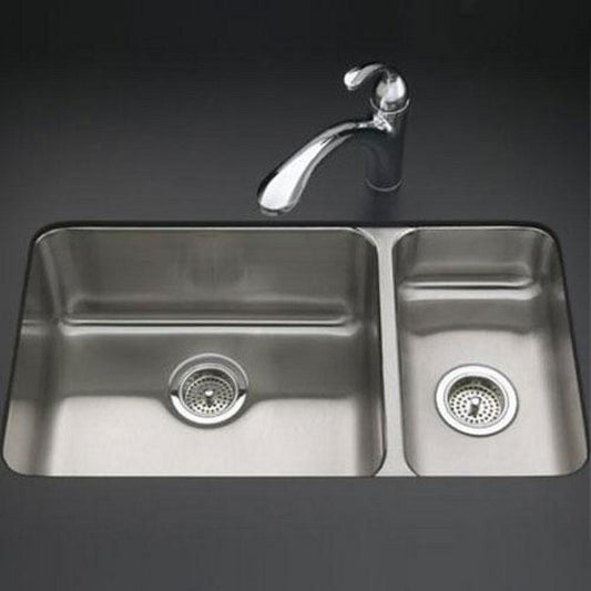 KOHLER Undertone® 31-1/2 in. Undermount Stainless Steel Double Bowl Kitchen Sink