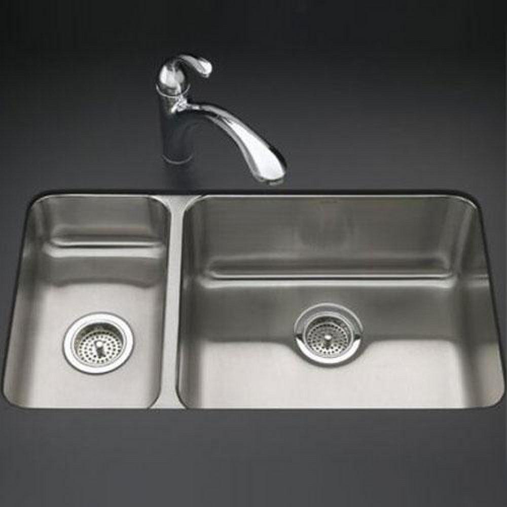 KOHLER Undertone® 31-1/2 in. Undermount Stainless Steel Double Bowl Kitchen Sink