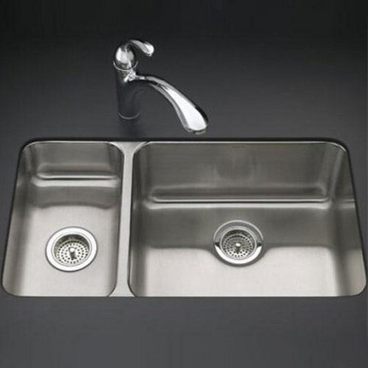 KOHLER Undertone® 31-1/2 in. Undermount Stainless Steel Double Bowl Kitchen Sink