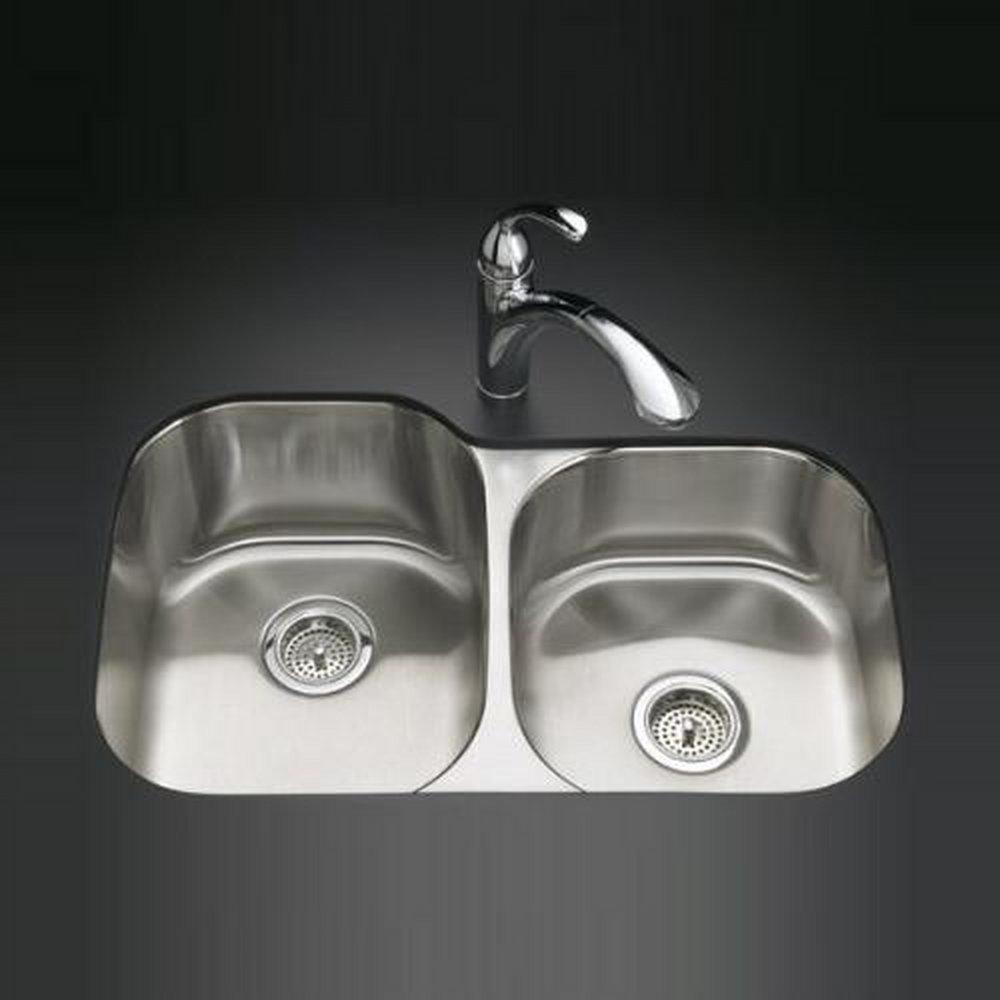 KOHLER Undertone® 31 in. Undermount Stainless Steel Double Bowl Kitchen Sink