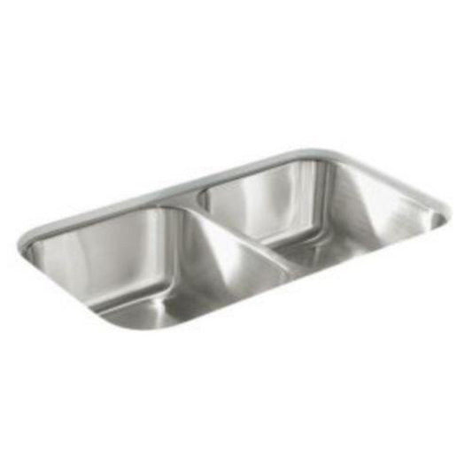 Sterling McAllister® 32 in. Undermount Stainless Steel Double Bowl Kitchen Sink in Luster Stainless Steel