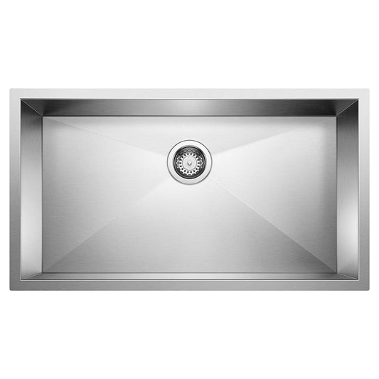 BLANCO Precision 32 in. Undermount Stainless Steel Single Bowl Kitchen Sink in Polished Satin