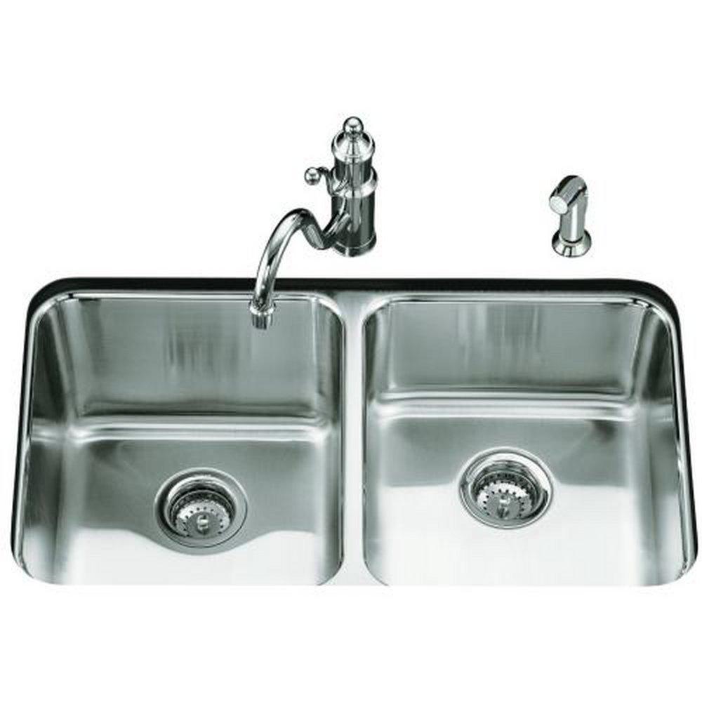 KOHLER Undertone® 31-1/2 in. Undermount Stainless Steel Double Bowl Kitchen Sink