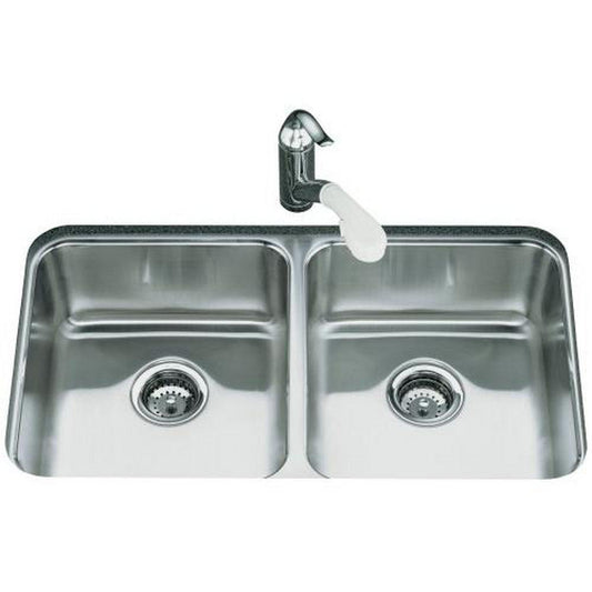 KOHLER Undertone® 31-1/2 in. Undermount Stainless Steel Double Bowl Kitchen Sink