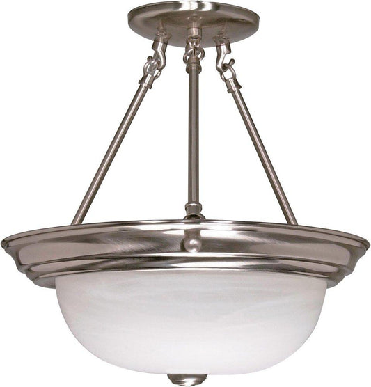 NUVO Brentwood 3 Light 60W Semi-Flush Mount Ceiling Fixture Bright Nickel
