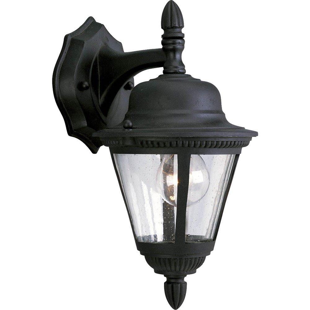 Progress Lighting Westport 1-Light 60W Outdoor Wall Lantern with Clear Seeded Glass in Black